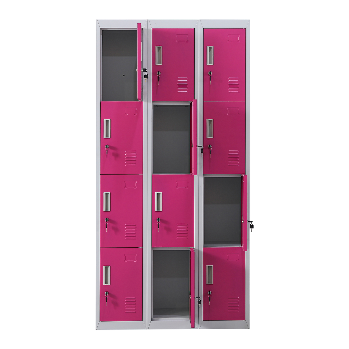 12-Door Locker for Office Gym Shed School Home Storage - Standard Lock with 2 Keys