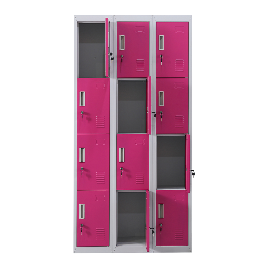 12-Door Locker for Office Gym Shed School Home Storage - Standard Lock with 2 Keys