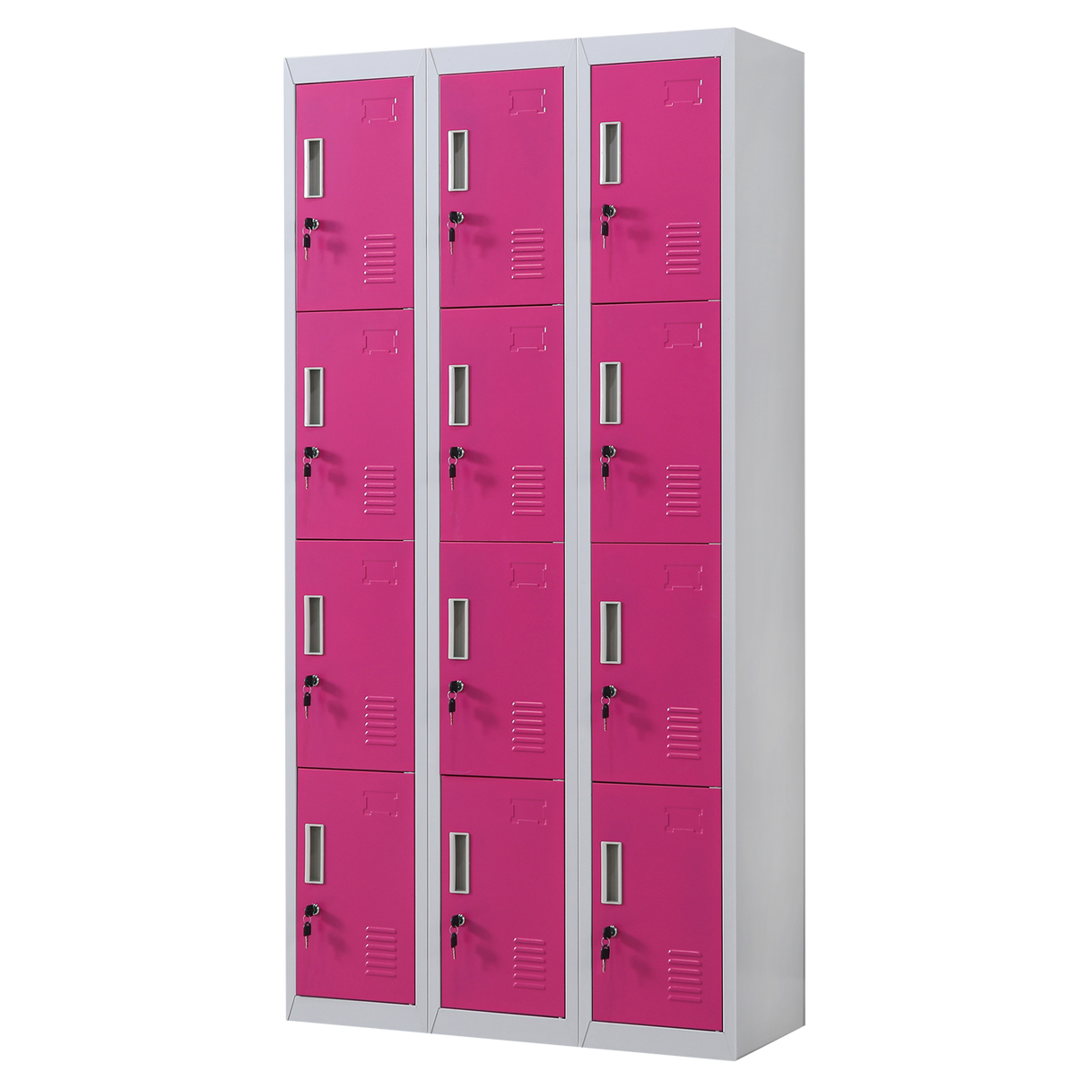 12-Door Locker for Office Gym Shed School Home Storage - Standard Lock with 2 Keys