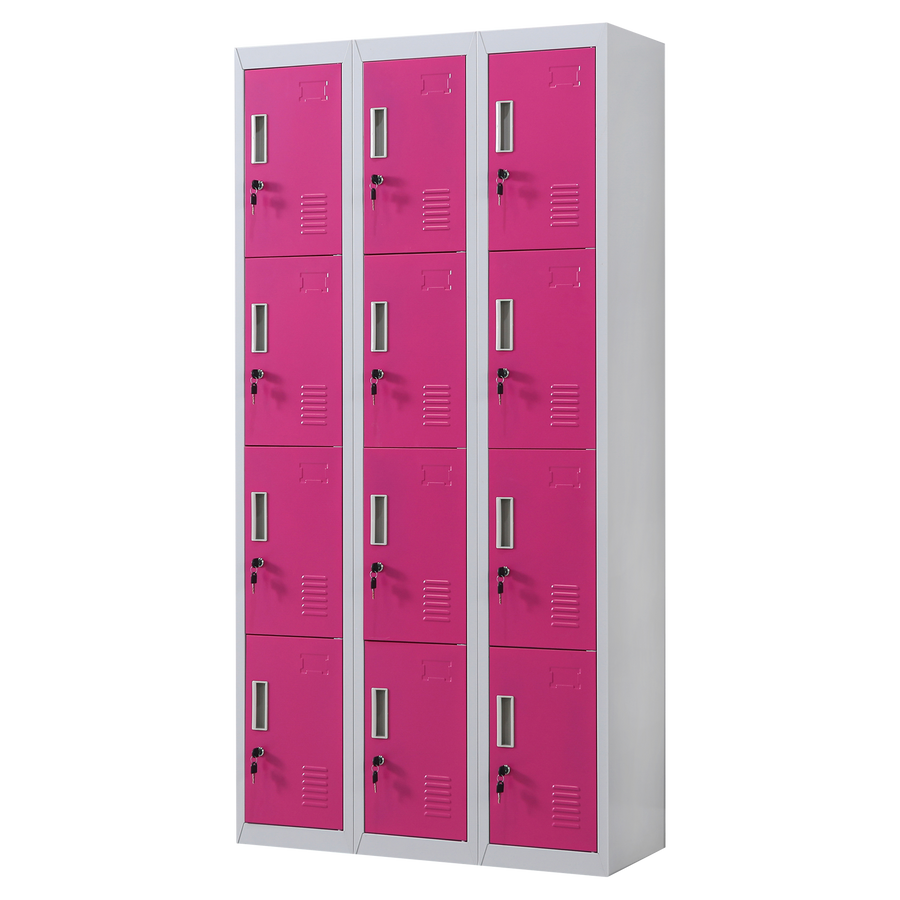 12-Door Locker for Office Gym Shed School Home Storage - Standard Lock with 2 Keys