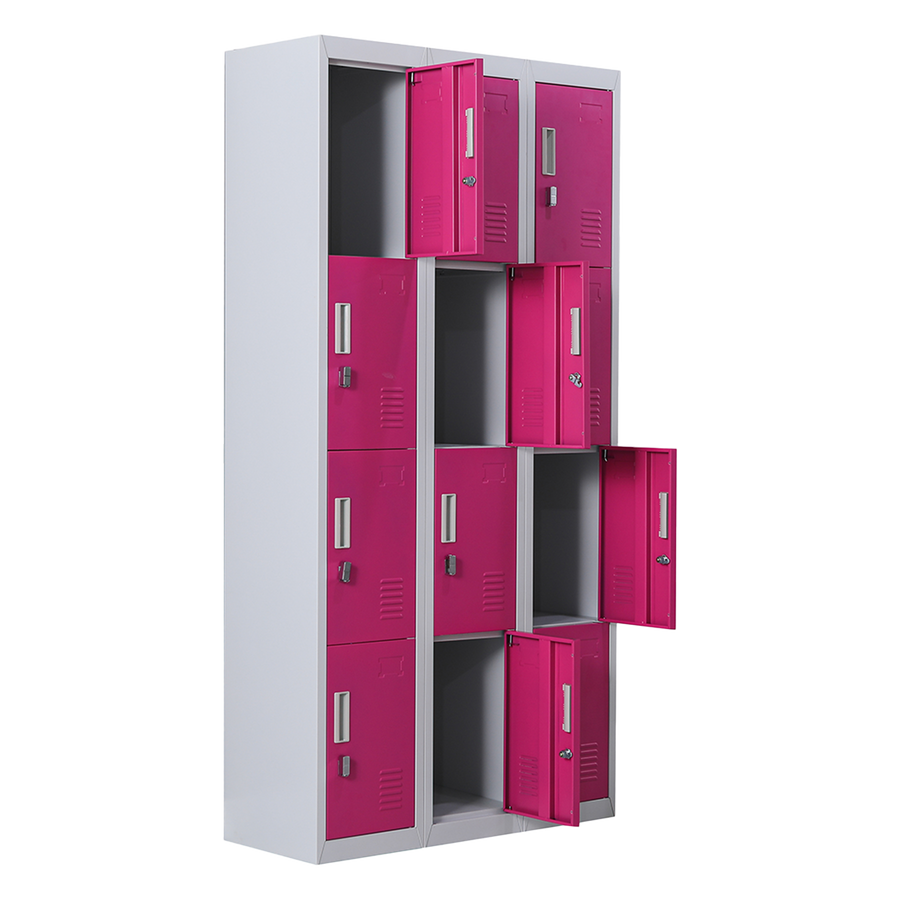 12-Door Locker for Office Gym Shed School Home Storage - Padlock-operated