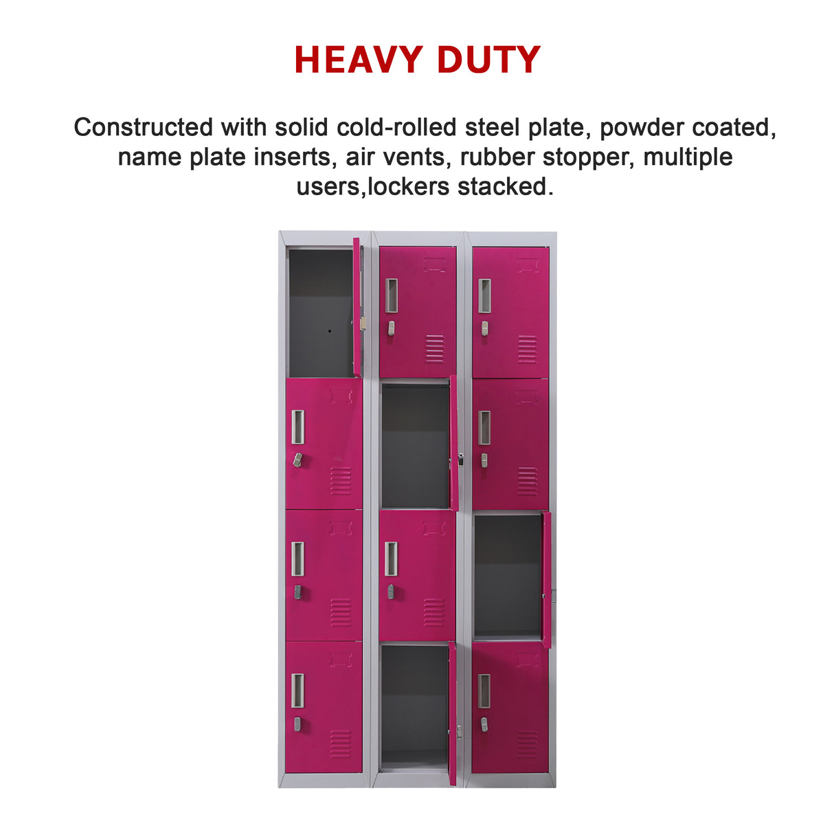 12-Door Locker for Office Gym Shed School Home Storage - Padlock-operated