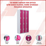 12-Door Locker for Office Gym Shed School Home Storage - Padlock-operated - Front View