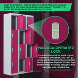 12-Door Locker for Office Gym Shed School Home Storage - Padlock-operated - Rear View