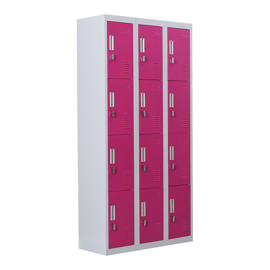 12-Door Locker for Office Gym Shed School Home Storage - Padlock-operated