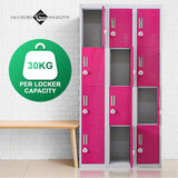 12-Door Locker for Office Gym Shed School Home Storage - 3-Digit Combination Lock - Rear View