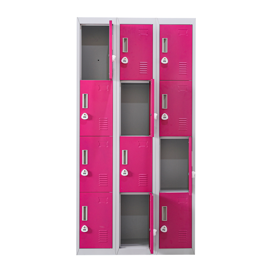 12-Door Locker for Office Gym Shed School Home Storage - 3-Digit Combination Lock