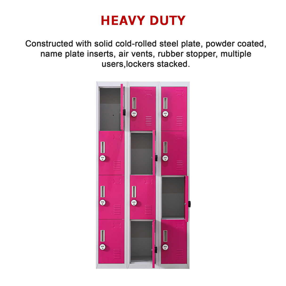 12-Door Locker for Office Gym Shed School Home Storage - 4-Digit Combination Lock