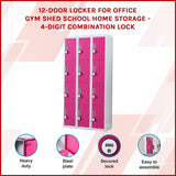 12-Door Locker for Office Gym Shed School Home Storage - 4-Digit Combination Lock - Front View