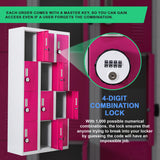 12-Door Locker for Office Gym Shed School Home Storage - 4-Digit Combination Lock - Rear View