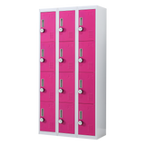 12-Door Locker for Office Gym Shed School Home Storage - 4-Digit Combination Lock - Low Angle
