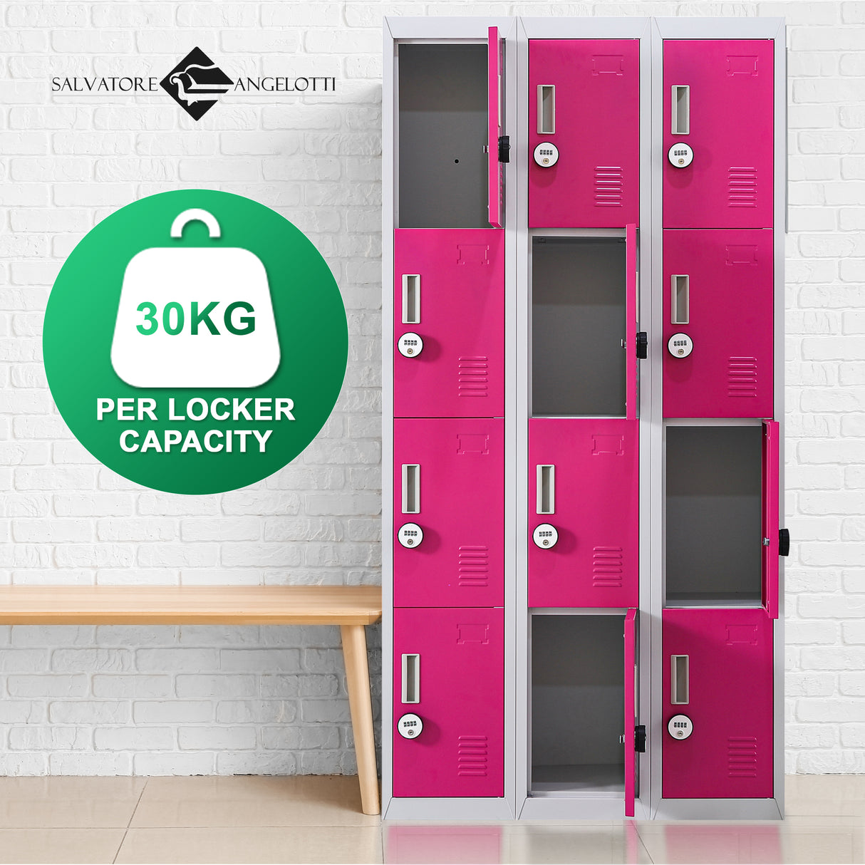 12-Door Locker for Office Gym Shed School Home Storage - 4-Digit Combination Lock