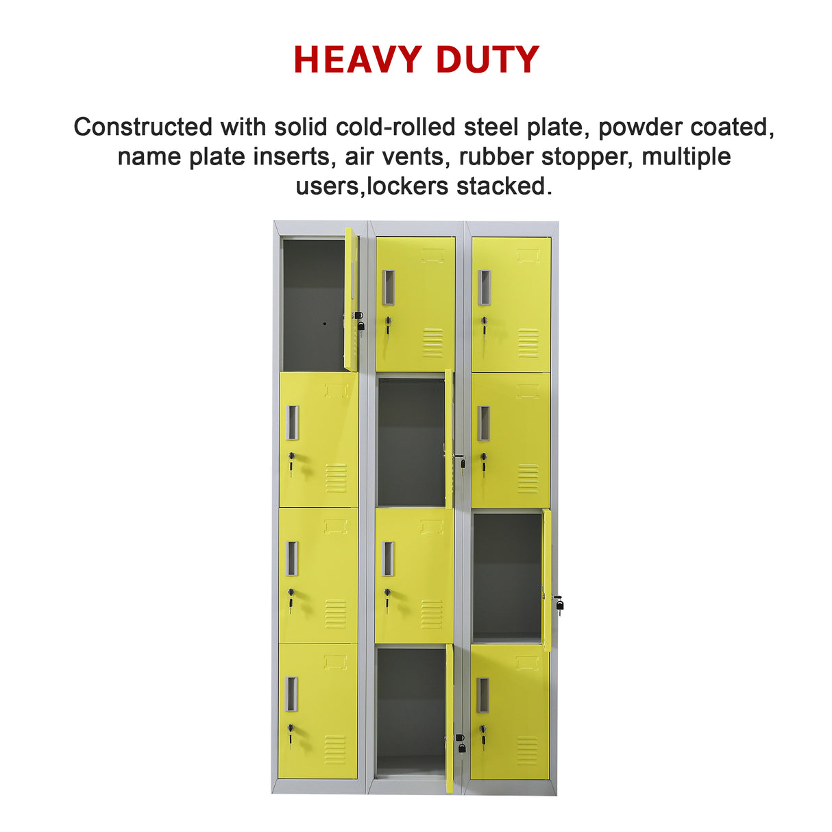 12-Door Locker for Office Gym Shed School Home Storage - Standard Lock with 2 Keys
