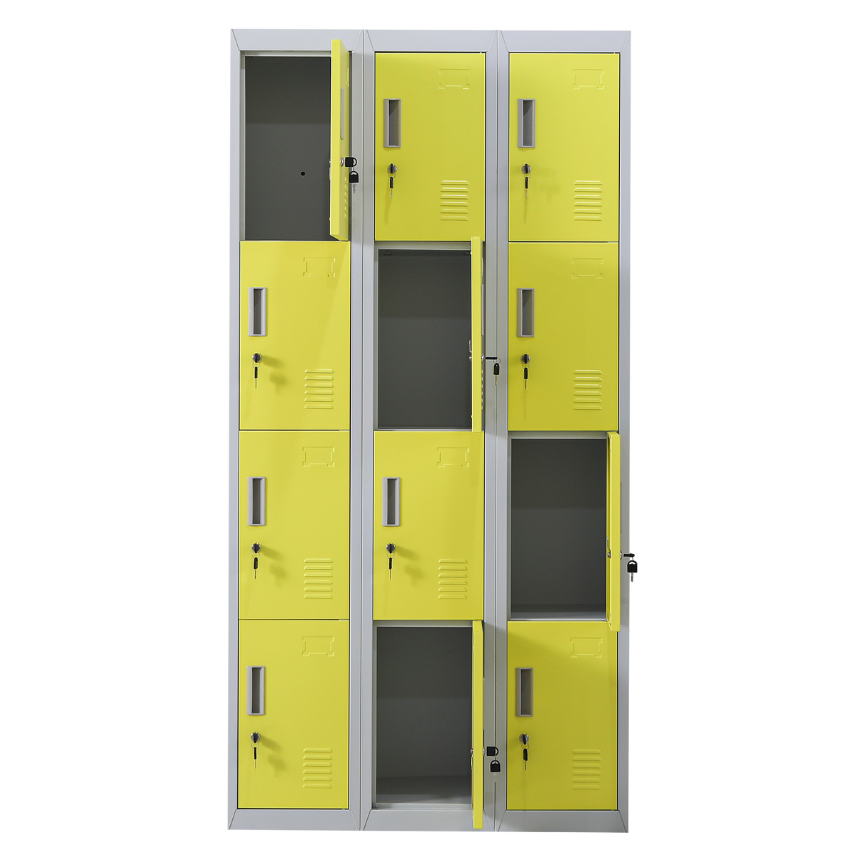12-Door Locker for Office Gym Shed School Home Storage - Standard Lock with 2 Keys