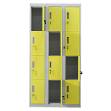 12-Door Locker for Office Gym Shed School Home Storage - Standard Lock with 2 Keys - Side View