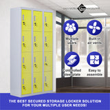 12-Door Locker for Office Gym Shed School Home Storage - Standard Lock with 2 Keys
