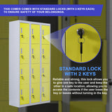 12-Door Locker for Office Gym Shed School Home Storage - Standard Lock with 2 Keys