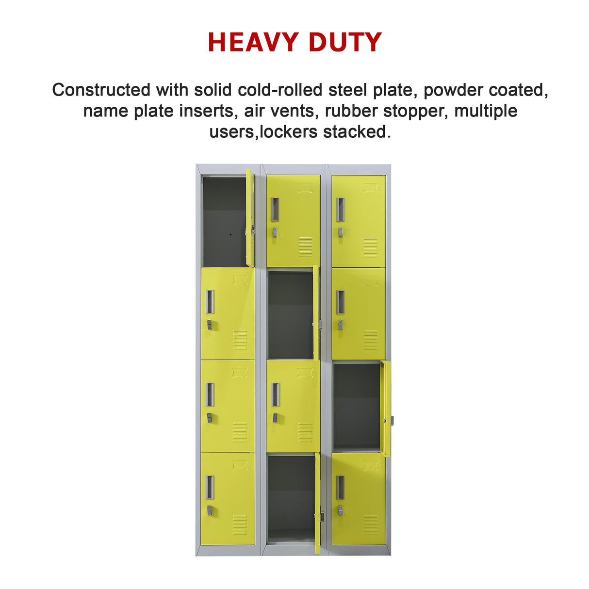 12-Door Locker for Office Gym Shed School Home Storage - Padlock-operated