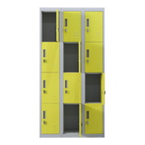 12-Door Locker for Office Gym Shed School Home Storage - Padlock-operated - 45-Degree Angle