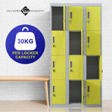 12-Door Locker for Office Gym Shed School Home Storage - Padlock-operated - Rear View