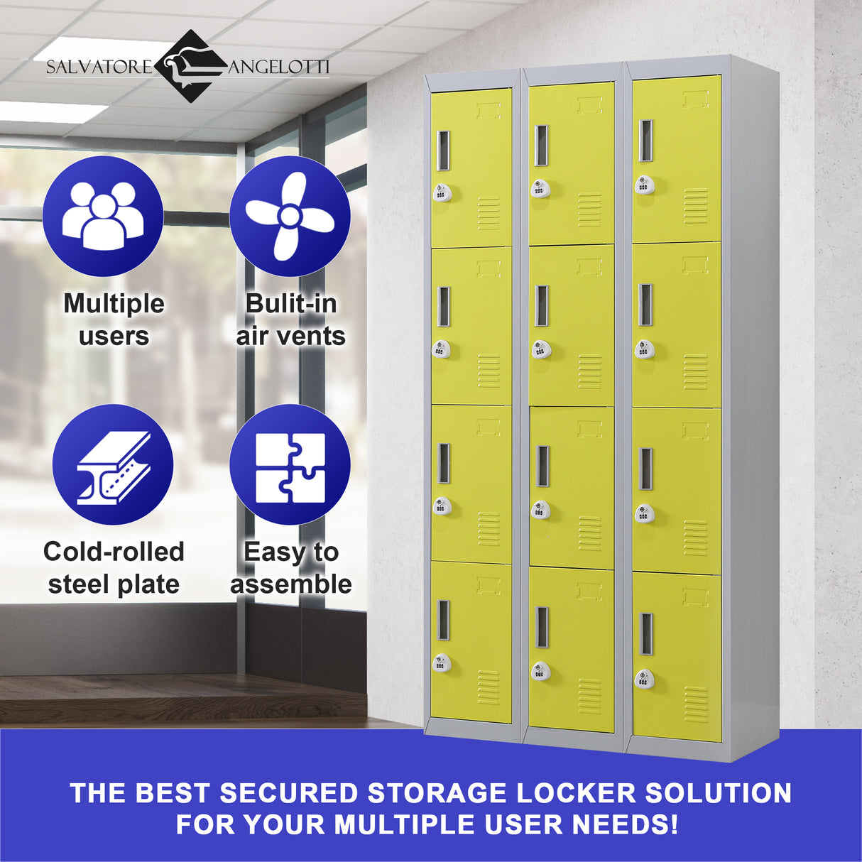 12-Door Locker for Office Gym Shed School Home Storage - 3-Digit Combination Lock