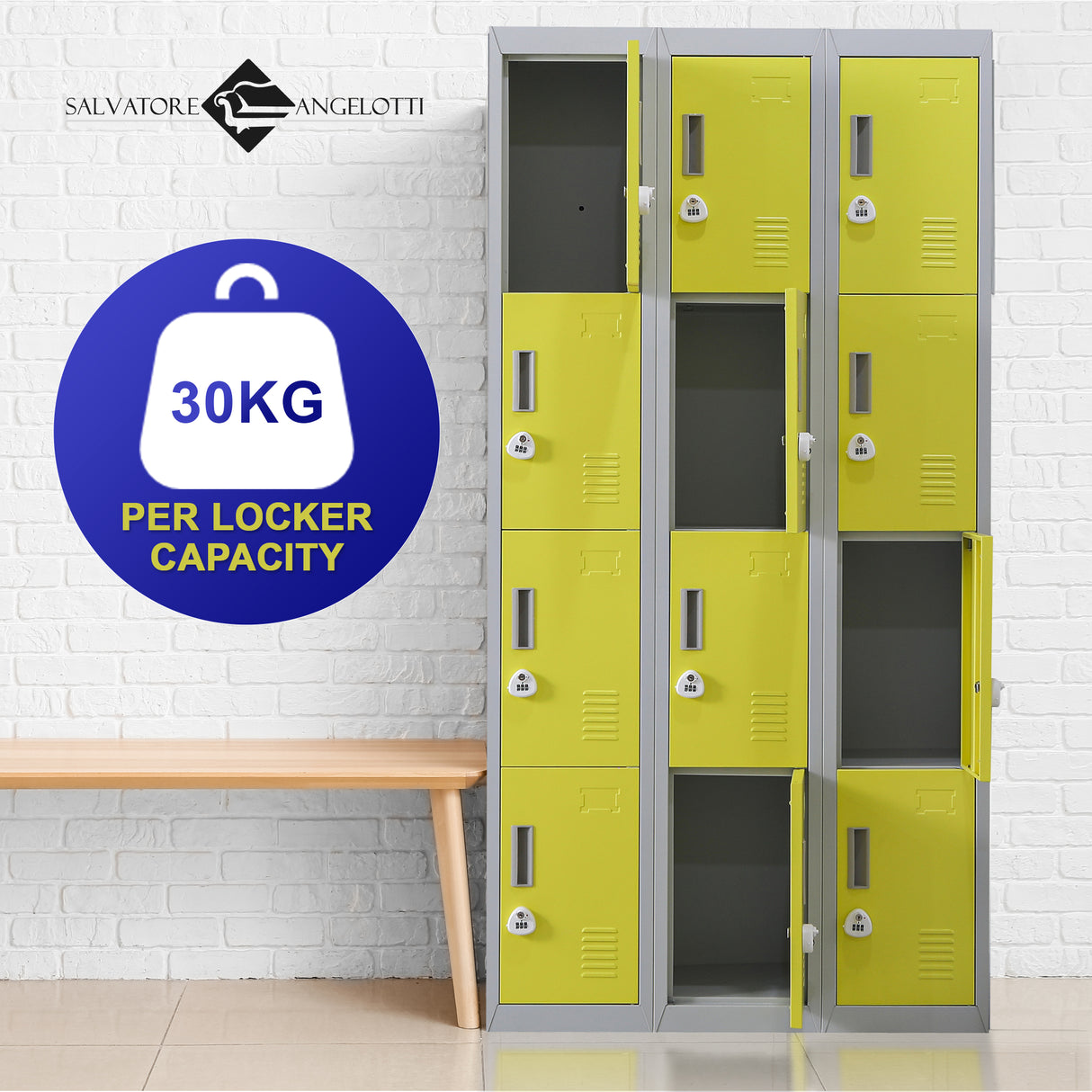 12-Door Locker for Office Gym Shed School Home Storage - 3-Digit Combination Lock