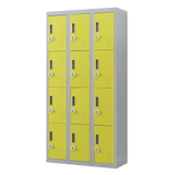 12-Door Locker for Office Gym Shed School Home Storage - 3-Digit Combination Lock - Low Angle