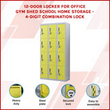 12-Door Locker for Office Gym Shed School Home Storage - 4-Digit Combination Lock - Front View