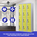 12-Door Locker for Office Gym Shed School Home Storage - 4-Digit Combination Lock