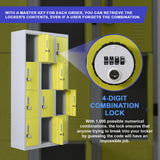 12-Door Locker for Office Gym Shed School Home Storage - 4-Digit Combination Lock