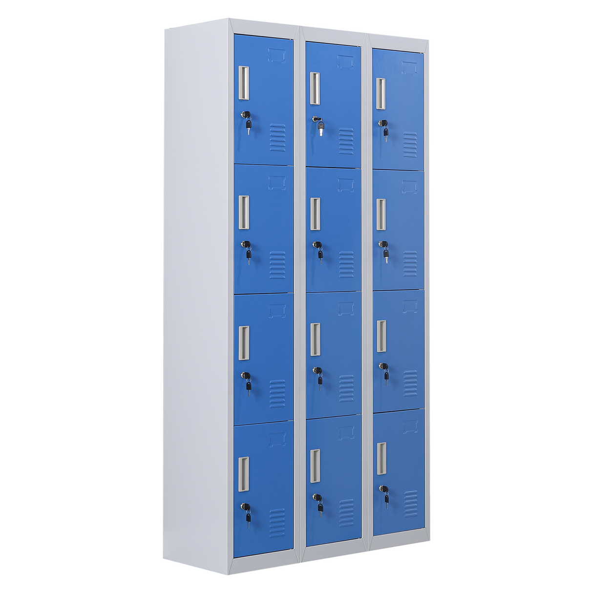 12-Door Locker for Office Gym Shed School Home Storage - Standard Lock with Keys