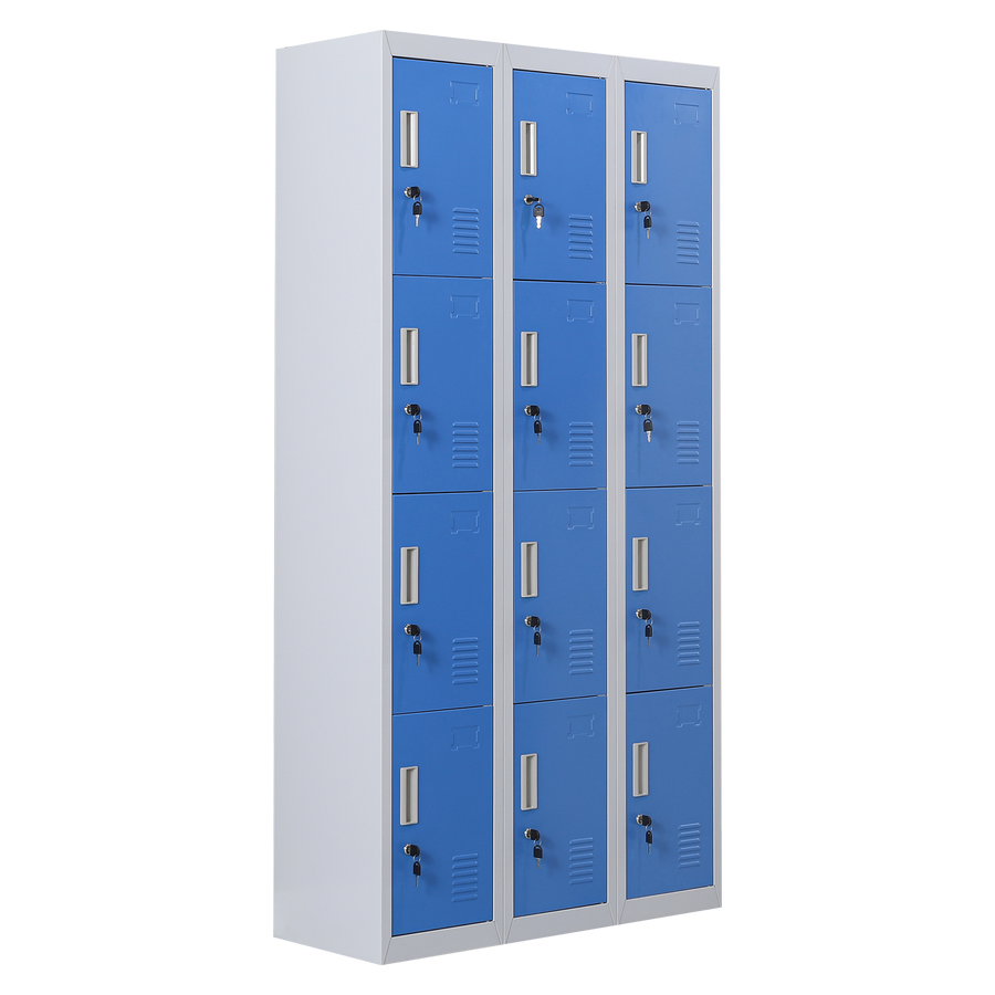 12-Door Locker for Office Gym Shed School Home Storage - Standard Lock with Keys