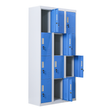 12-Door Locker for Office Gym Shed School Home Storage - Standard Lock with Keys - Low Angle