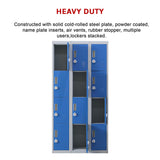 12-Door Locker for Office Gym Shed School Home Storage - 3-Digit Combination Lock