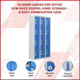 12-Door Locker for Office Gym Shed School Home Storage - 3-Digit Combination Lock - Front View