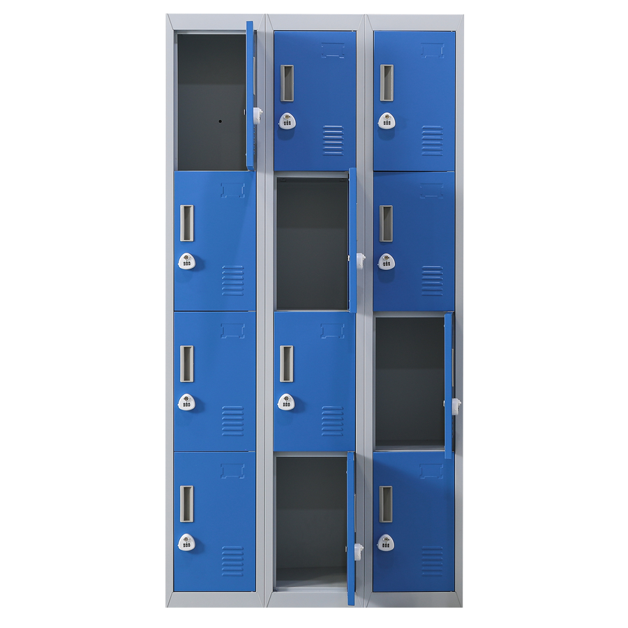 12-Door Locker for Office Gym Shed School Home Storage - 3-Digit Combination Lock