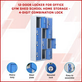 12-Door Locker for Office Gym Shed School Home Storage - 4-Digit Combination Lock