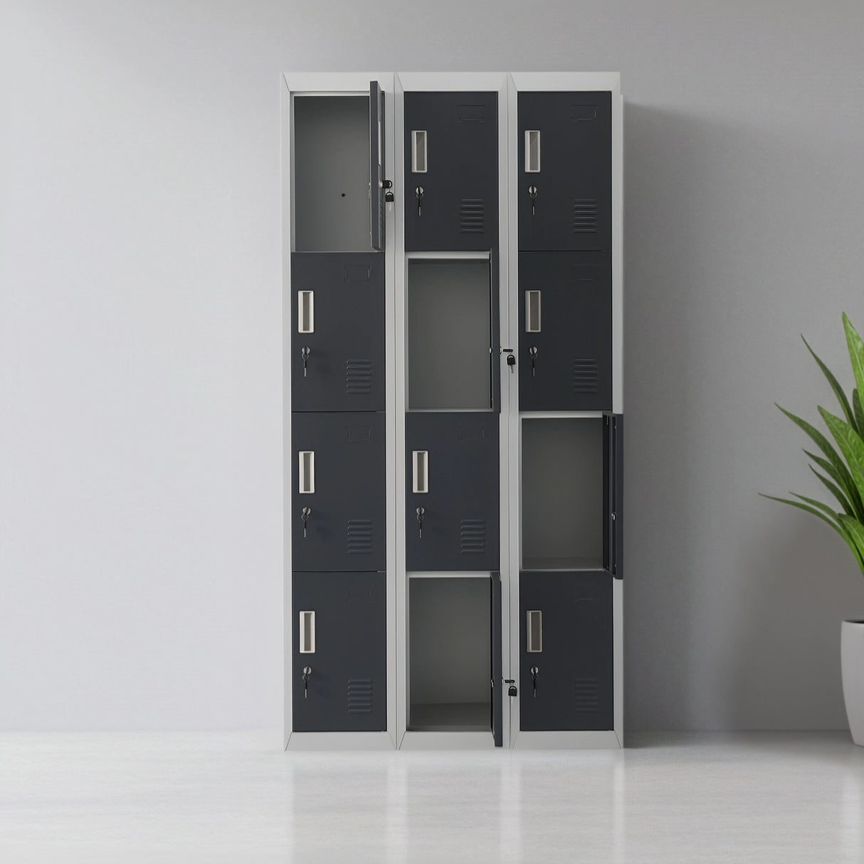 12-Door Locker for Office Gym Shed School Home Storage - Standard Lock with Keys