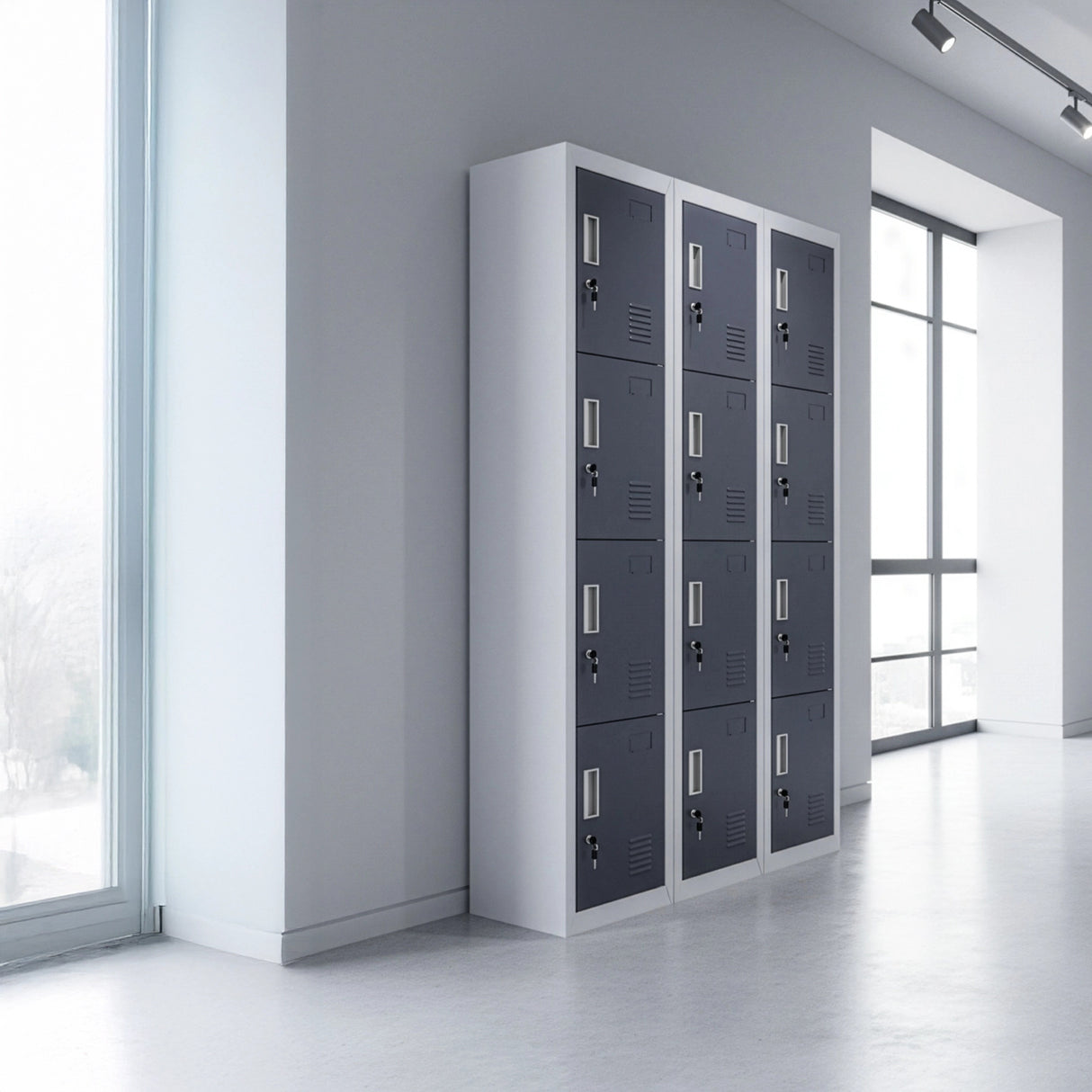 12-Door Locker for Office Gym Shed School Home Storage - Standard Lock with Keys