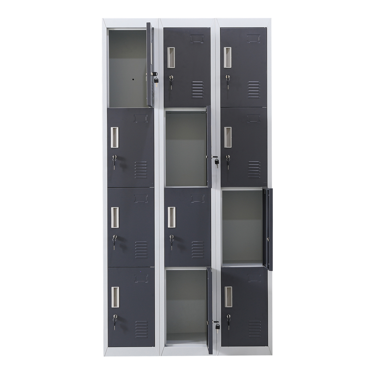 12-Door Locker for Office Gym Shed School Home Storage - Standard Lock with Keys