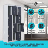 12-Door Locker for Office Gym Shed School Home Storage - Padlock-operated - Top-Down View