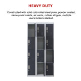 12-Door Locker for Office Gym Shed School Home Storage - Padlock-operated - 45-Degree Angle