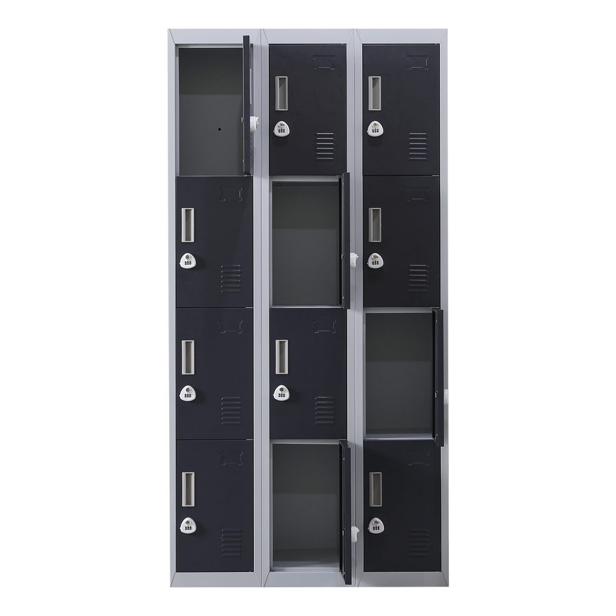 12-Door Locker for Office Gym Shed School Home Storage - 3-Digit Combination Lock