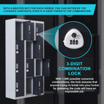 12-Door Locker for Office Gym Shed School Home Storage - 3-Digit Combination Lock