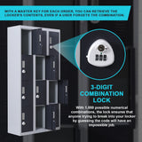 12-Door Locker for Office Gym Shed School Home Storage - 3-Digit Combination Lock - Top-Down View