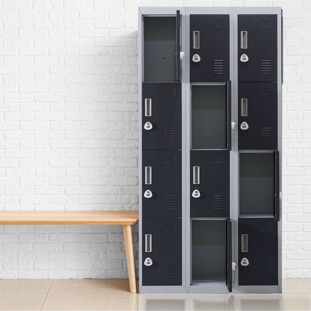 12-Door Locker for Office Gym Shed School Home Storage - 3-Digit Combination Lock