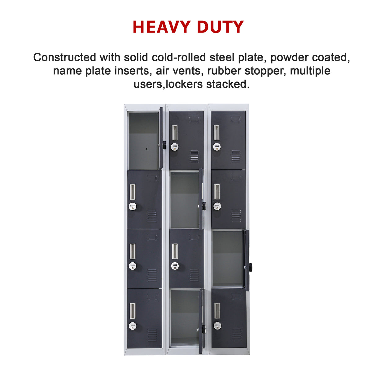 12-Door Locker for Office Gym Shed School Home Storage - 4-Digit Combination Lock