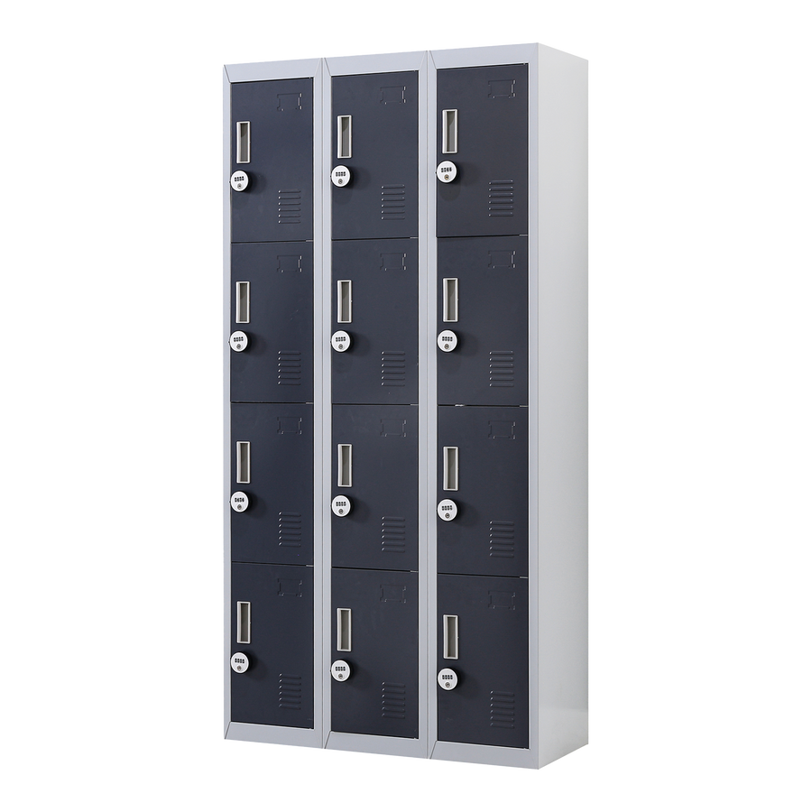 12-Door Locker for Office Gym Shed School Home Storage - 4-Digit Combination Lock