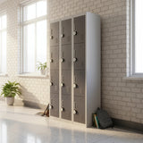 12-Door Locker for Office Gym Shed School Home Storage - 4-Digit Combination Lock - 45-Degree Angle