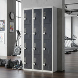 12-Door Locker for Office Gym Shed School Home Storage - 4-Digit Combination Lock - Close-Up Angle
